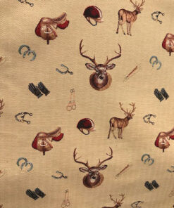 Möbeltyg med häst och jaktdetaljer